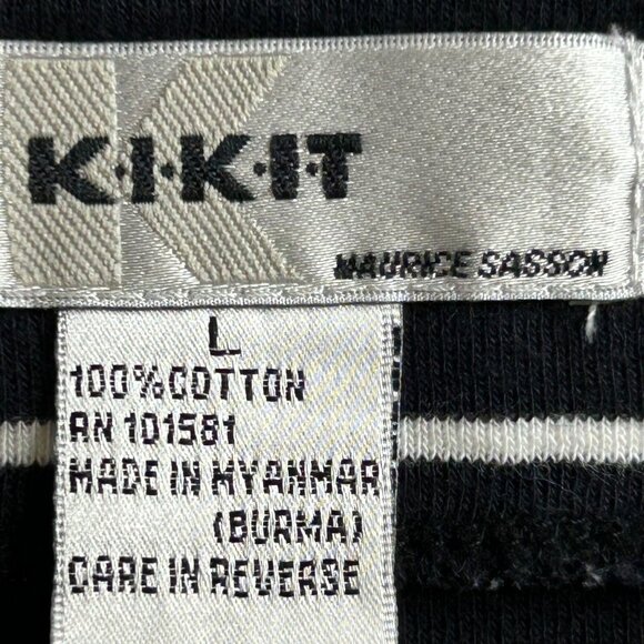 KIKIT Maurice Sasson  Women's Black and White Striped Large Top - Picture 7 of 7